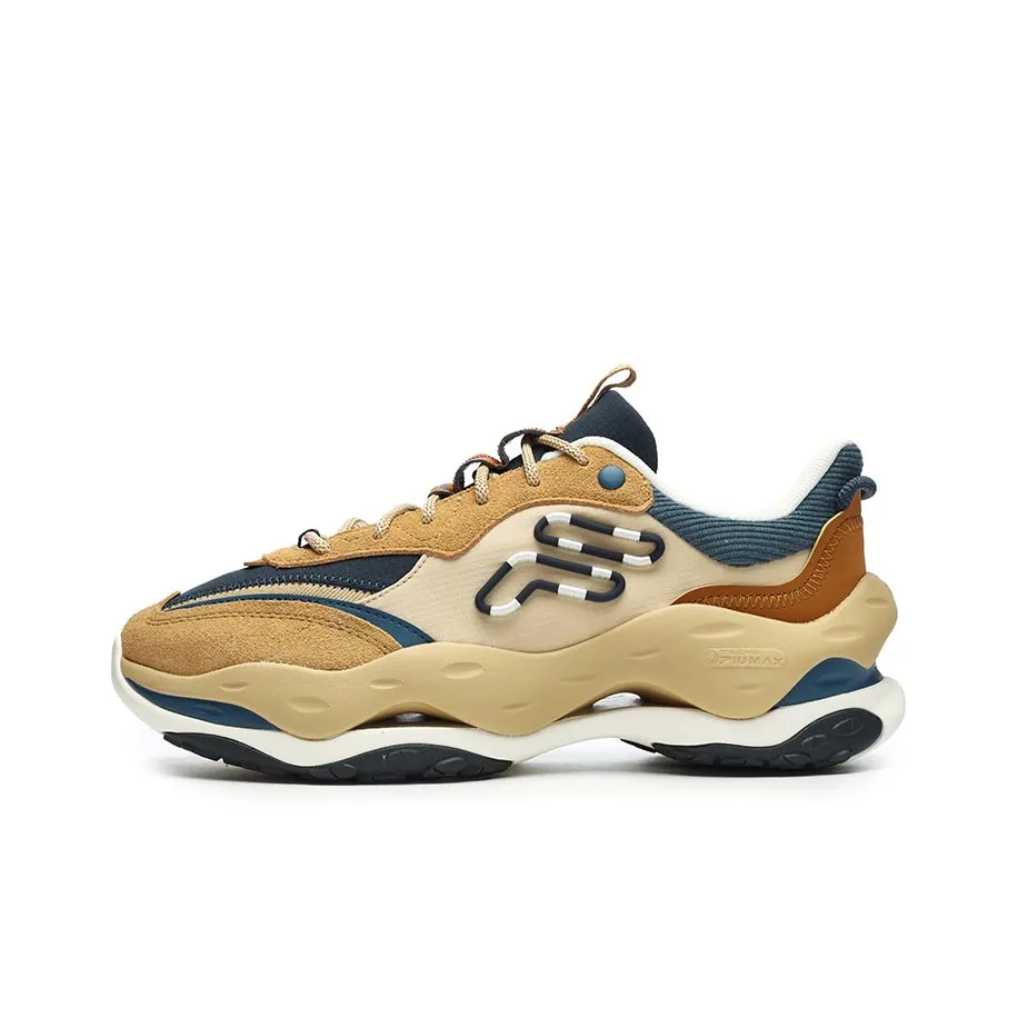 FILA FUSION Сыры Амортизация Износостойкий Низкий Топ Толстая Подошва Кроссовки Мужские Pure Пшенично-циановый