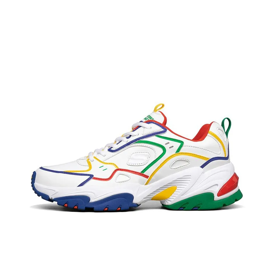 Skechers Stamina V2 Коллаборация Низкий Топ Толстая Подошва Кроссовки Мужские Белые