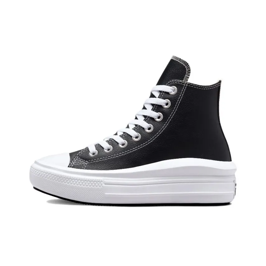 Converse Chuck Taylor All Star Move Platform Foundational Leather Black White Low's