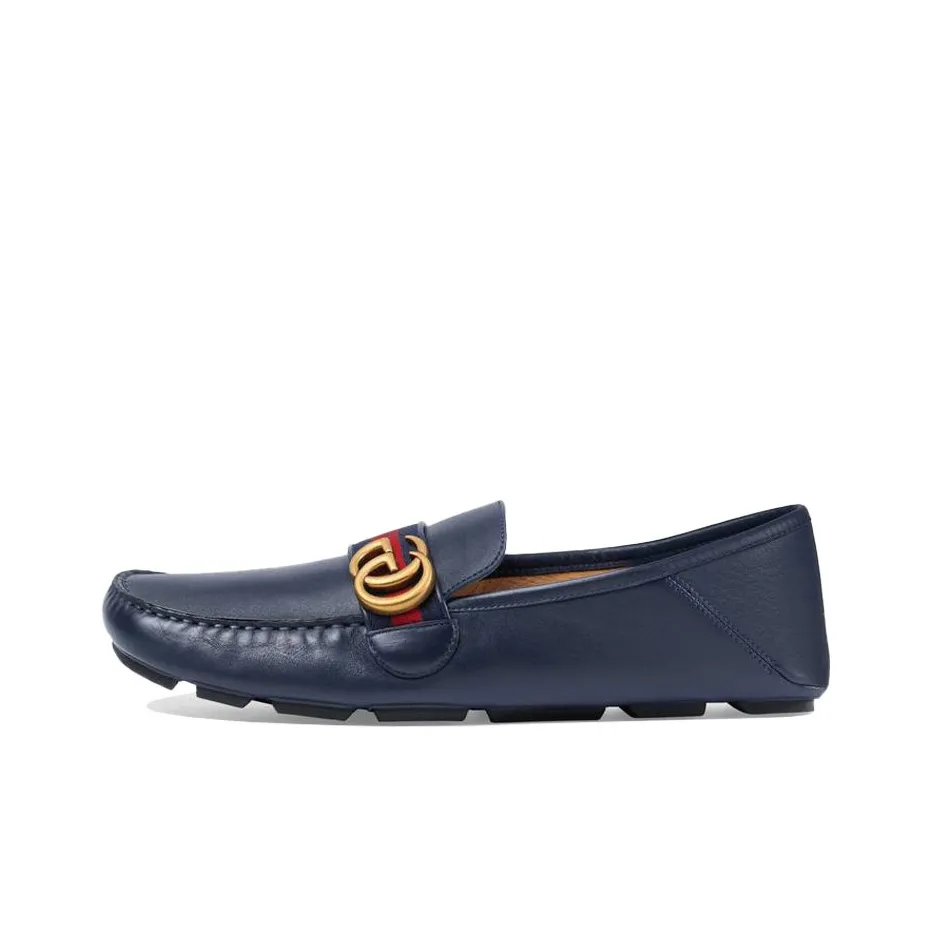 GUCCI Horsebit Double G Loafers Men's Blue