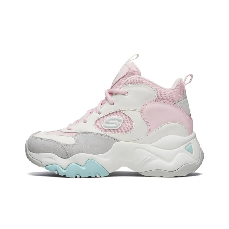 Skechers D'LITES 3,0 High Топ Толстая подошва Кроссовки Женские Белые Розовые