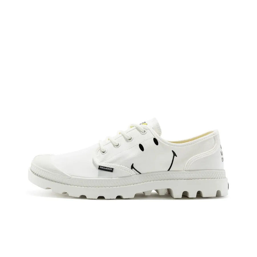 Smiley X Palladium Pampa Canvas Shoes Unisex Low Top White