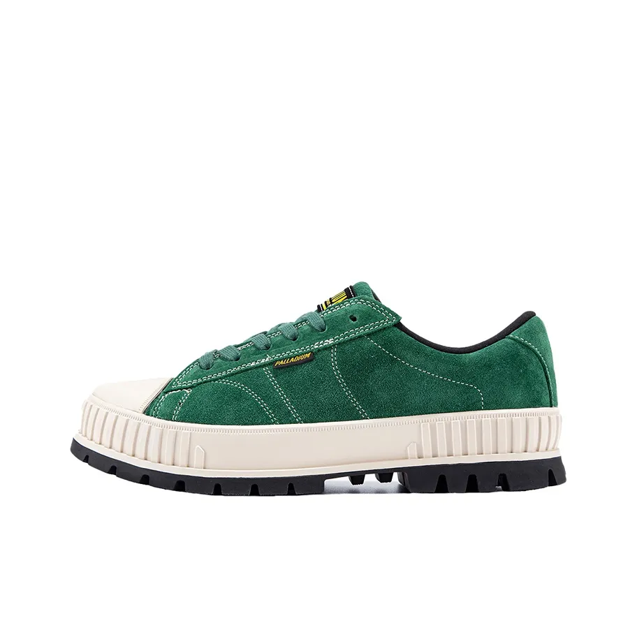Palladium Pallashock90Sde Anti Slip Wear Resistant Low Top Canvas Shoes Unisex Green Smoke White