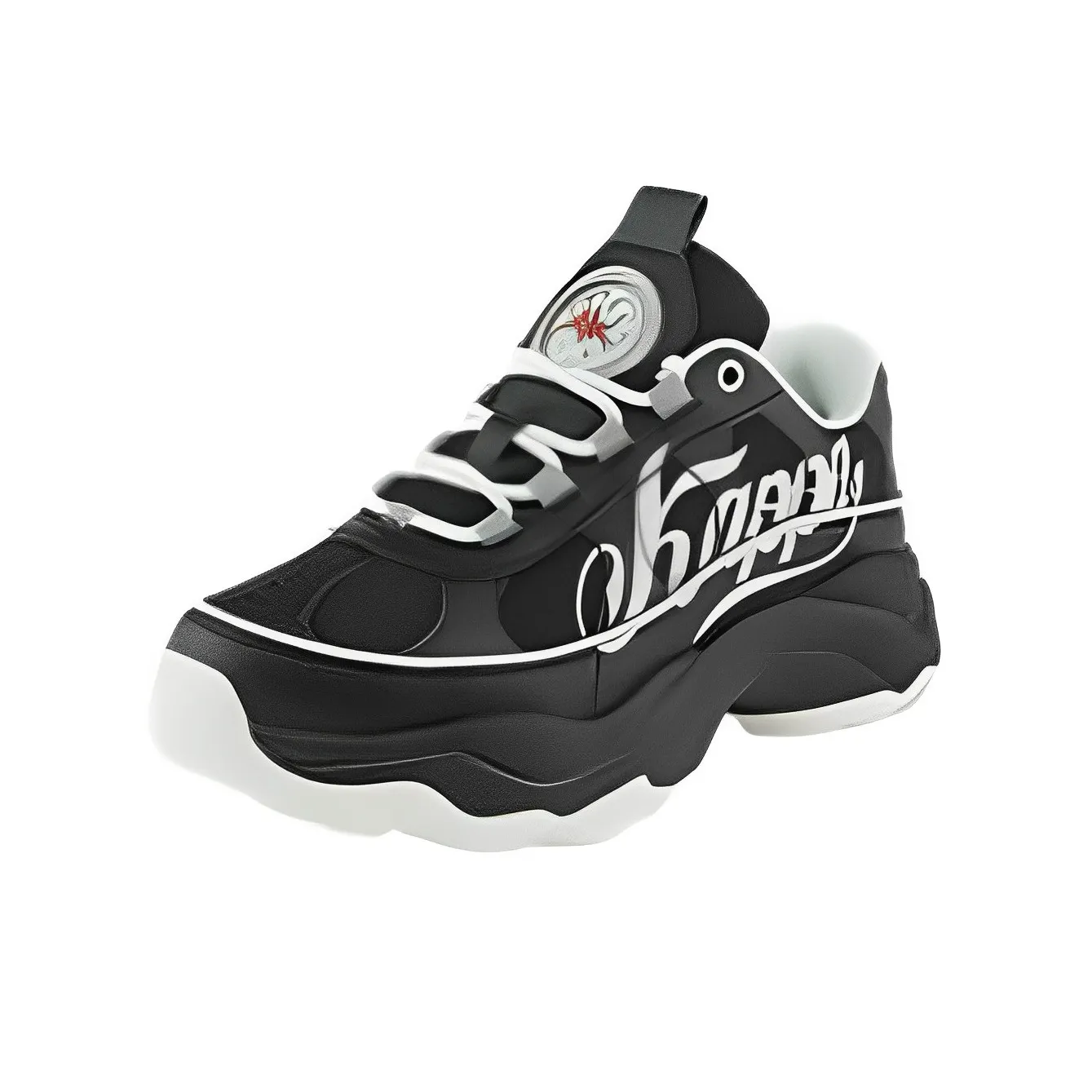 KAPPA Противоскользящее и Износостойкое Покрытие Низкий Топ Толстая Подошва Кроссовки Унисекс Черный Белый