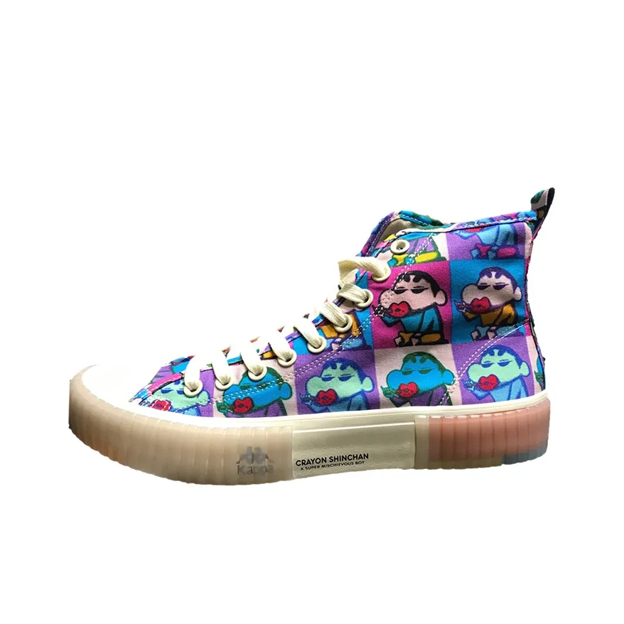 SHINCHAN x Kappa Abrasion Resistant Breathable Height Increasing High Top Canvas Shoes Unisex Aqua Blue