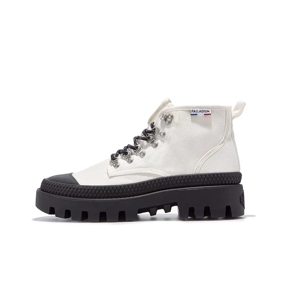 Palladium Pampa Canvas Shoes Unisex High Top Bright White/Black