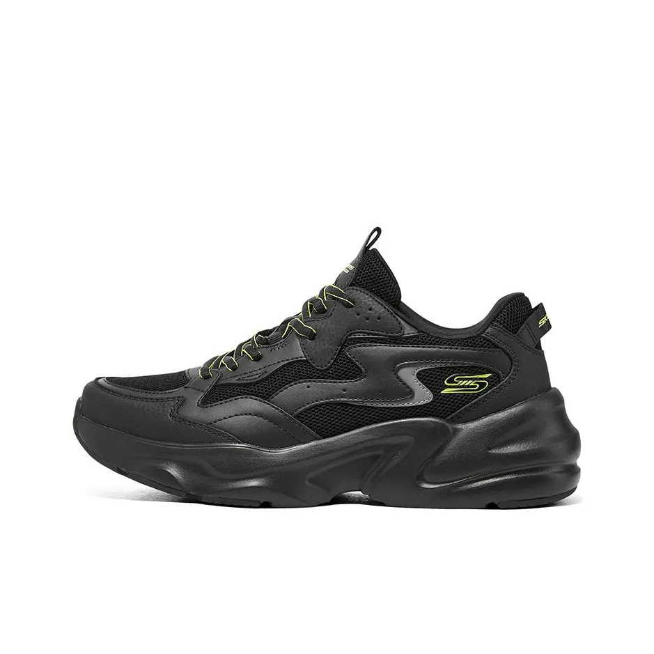 Skechers D'LITES Cushioned Breathable Impact Resistant Low Top Chunky Sneakers Men's Black