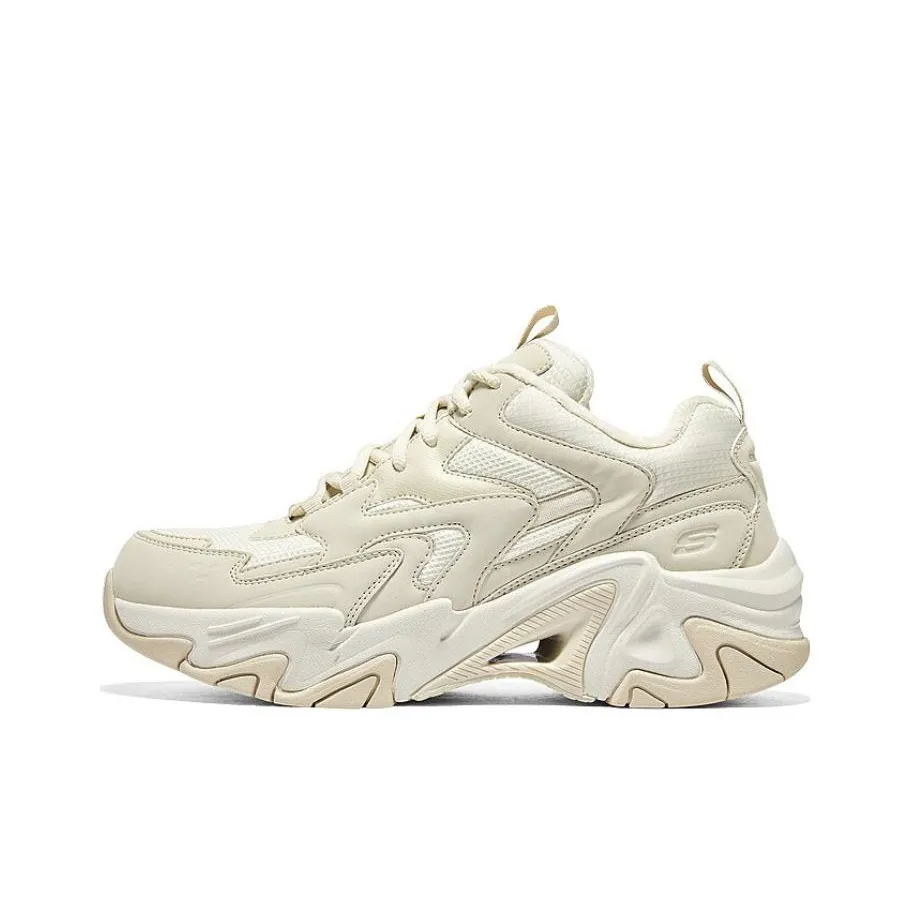 Skechers Stamina V6 Cushioned Slip Resistant Abrasion Resistant Low Top Chunky Sneakers Men's White Beige