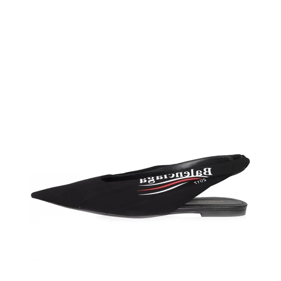 Balenciaga Knife Slingback Logo Print Casual Flats 'Black' Women's