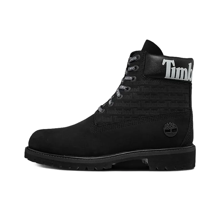 Timberland 6 Inch Premium Logo Wide Fit Boots 
Black Nubuck
