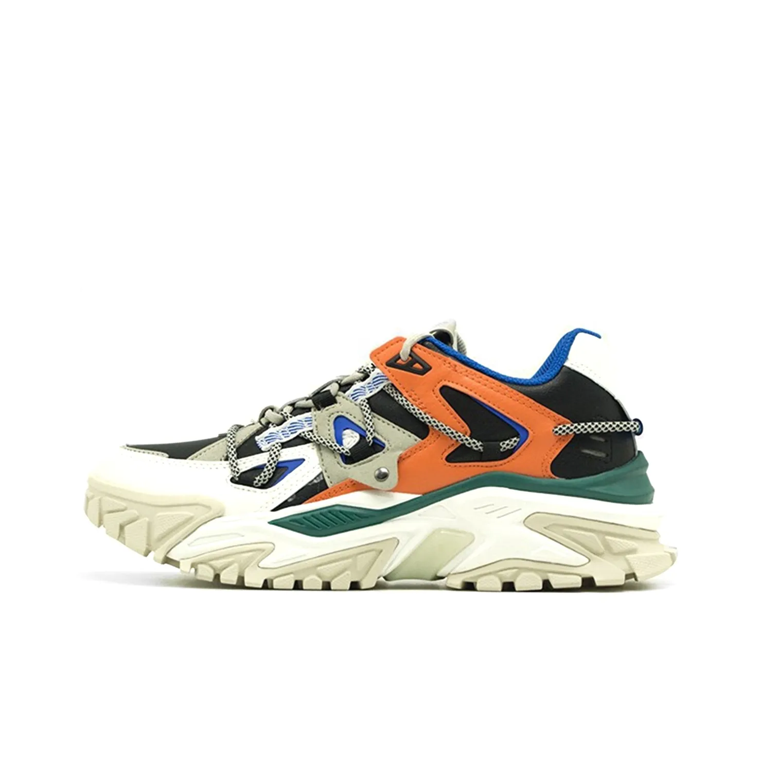XTEP Cushioning Anti Slip And Wear Resistant Low Top Chunky Sneakers Men's Black Orange