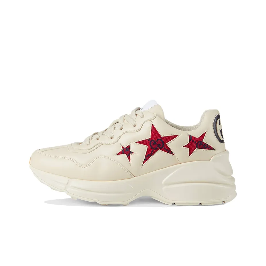 GUCCI Rhyton Anti Slip And Wear Resistant Breathable Low Top Chunky Sneakers Women's Ivory White