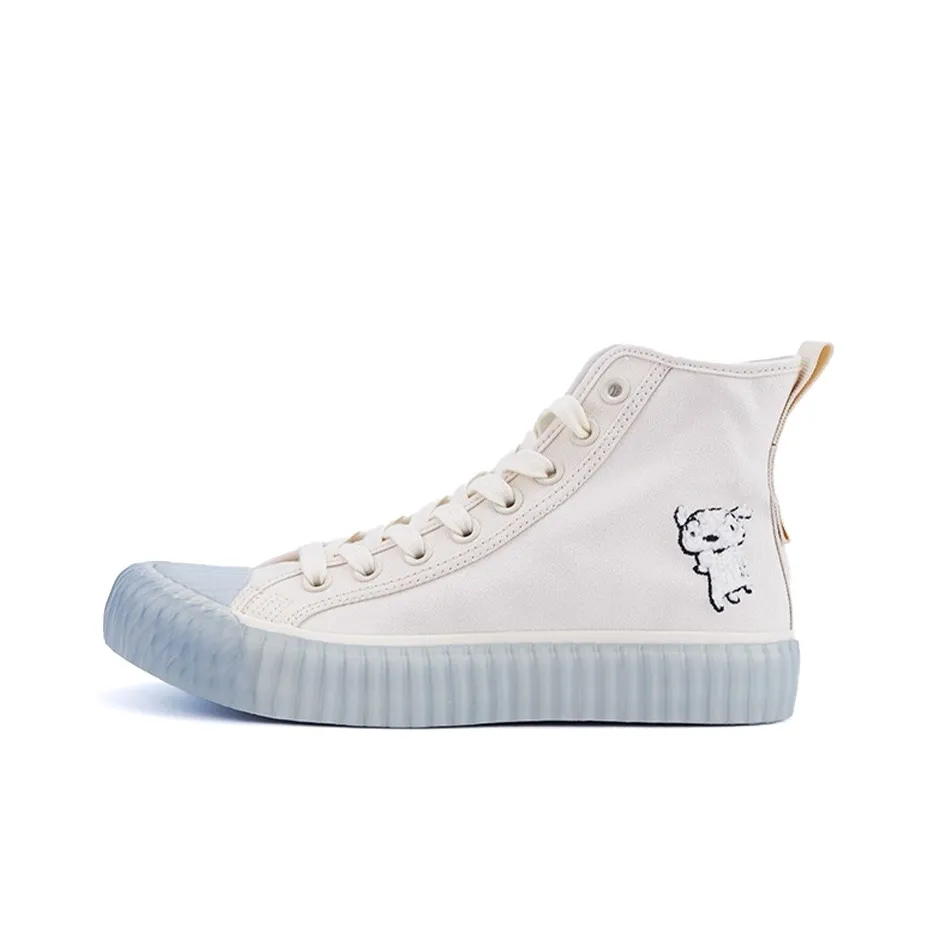 Crayon Shinchan x Kappa Slip Resistant And Breathable High Top Canvas Shoes Unisex White