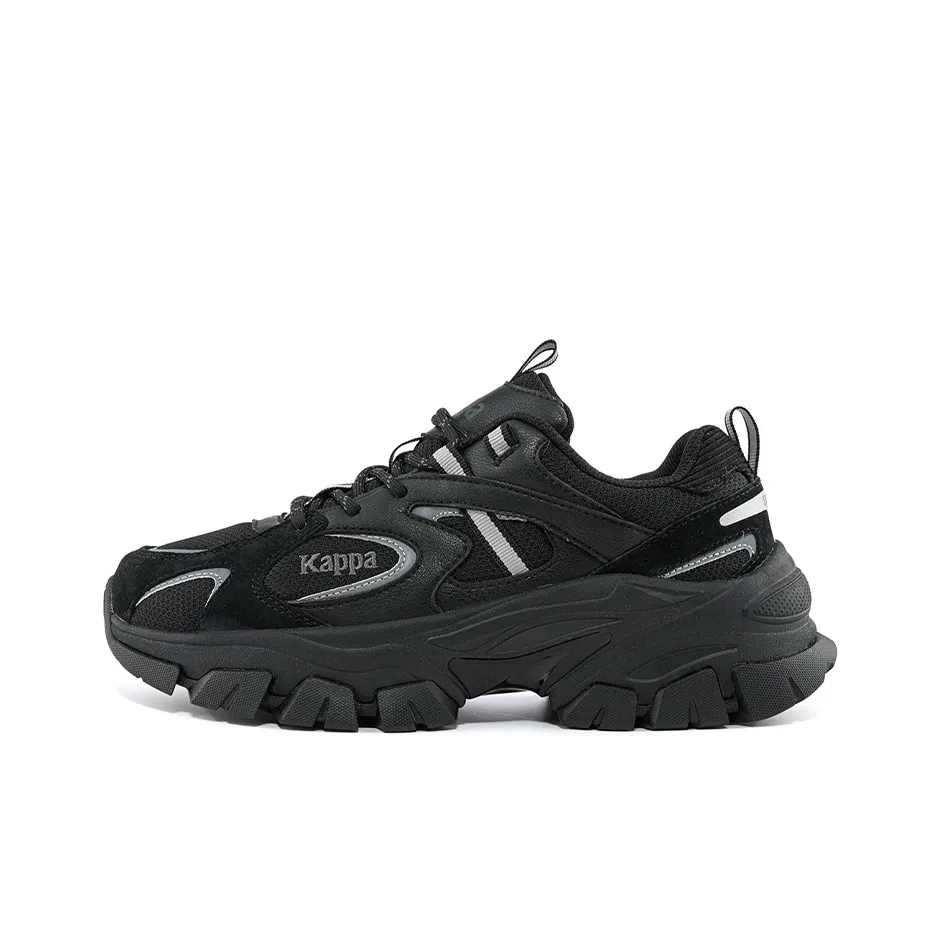 Kappa Cushioning Anti Slip And Wear Resistant Low Top Chunky Sneakers Unisex Black Silver