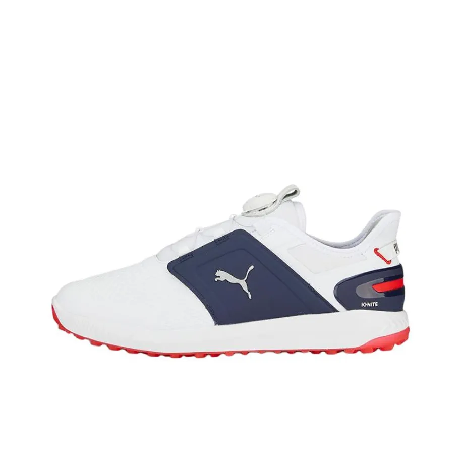 PUMA Ignite Elevate Disc Anti Slip Wear Resistant Low Top Golf Shoes Men's White Blue