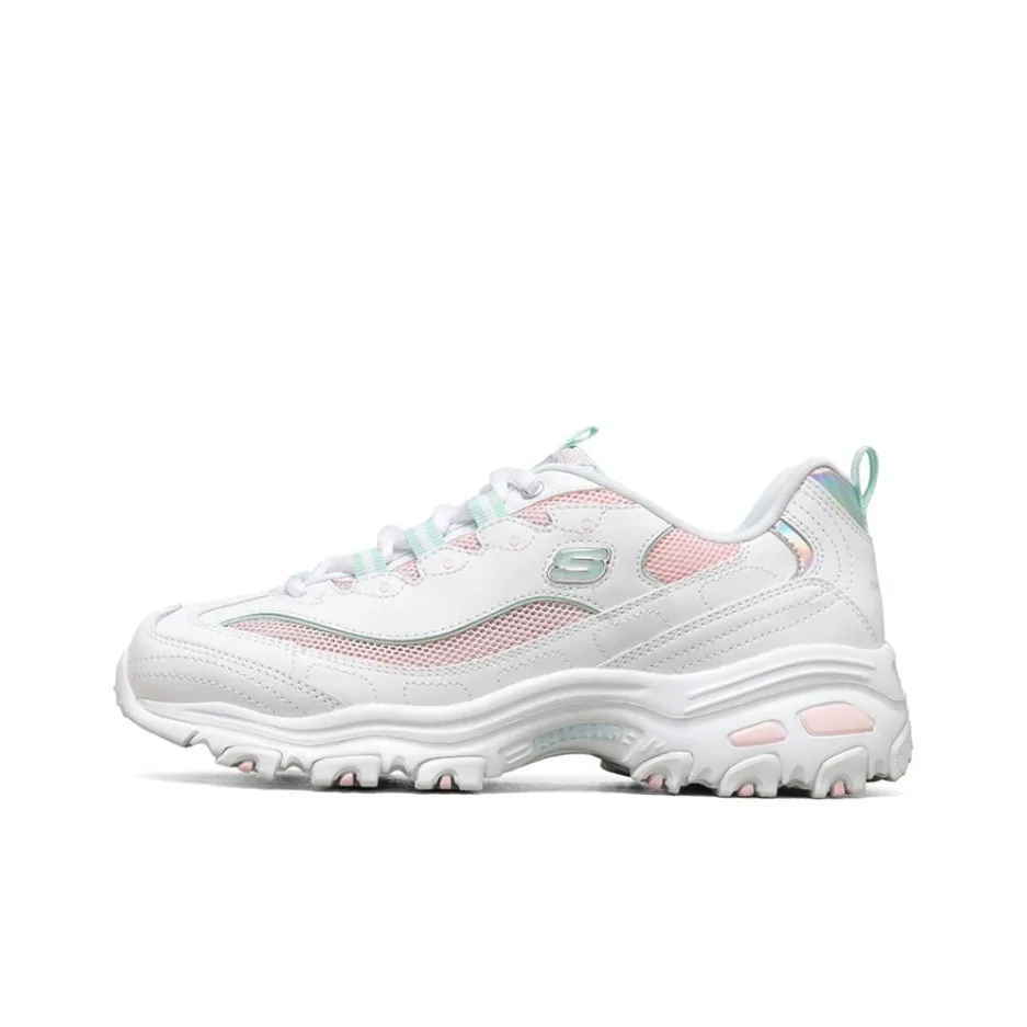 Skechers D'LITES 1.0 Cushioning Abrasion Resistant Breathable Low Top Chunky Sneakers Women's Blue White