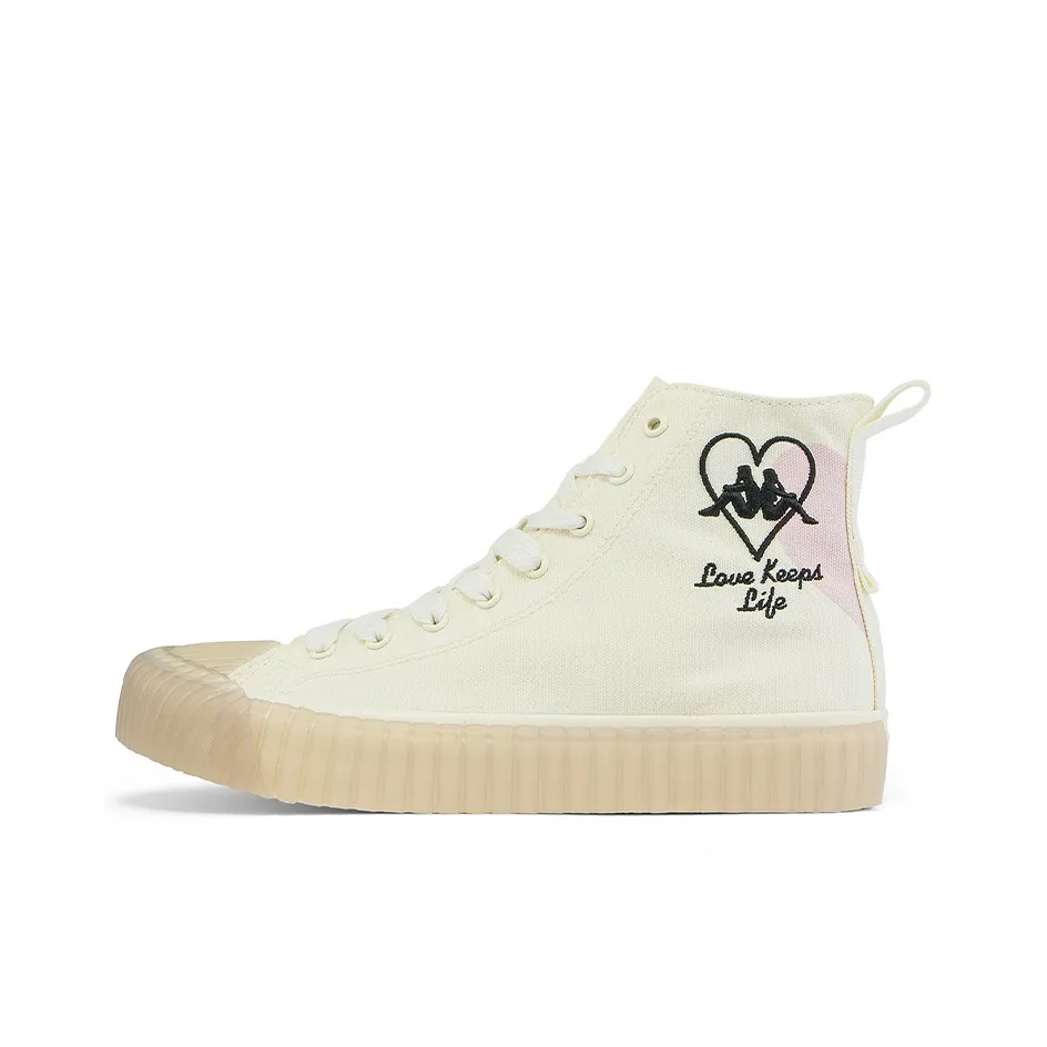 Kappa Capa Wear-Resistant Wide Coverage Lightweight High-Top Canvas Shoes Women's Winter White