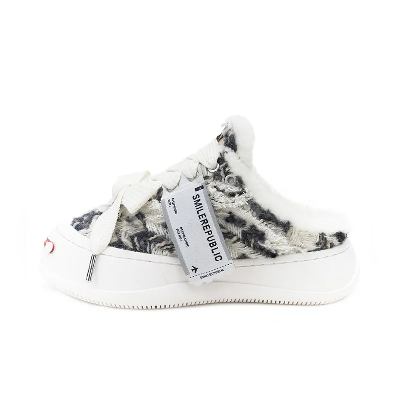 SMILEREPUBLIC Сырный кот Низкие кеды Женские Черный Белый