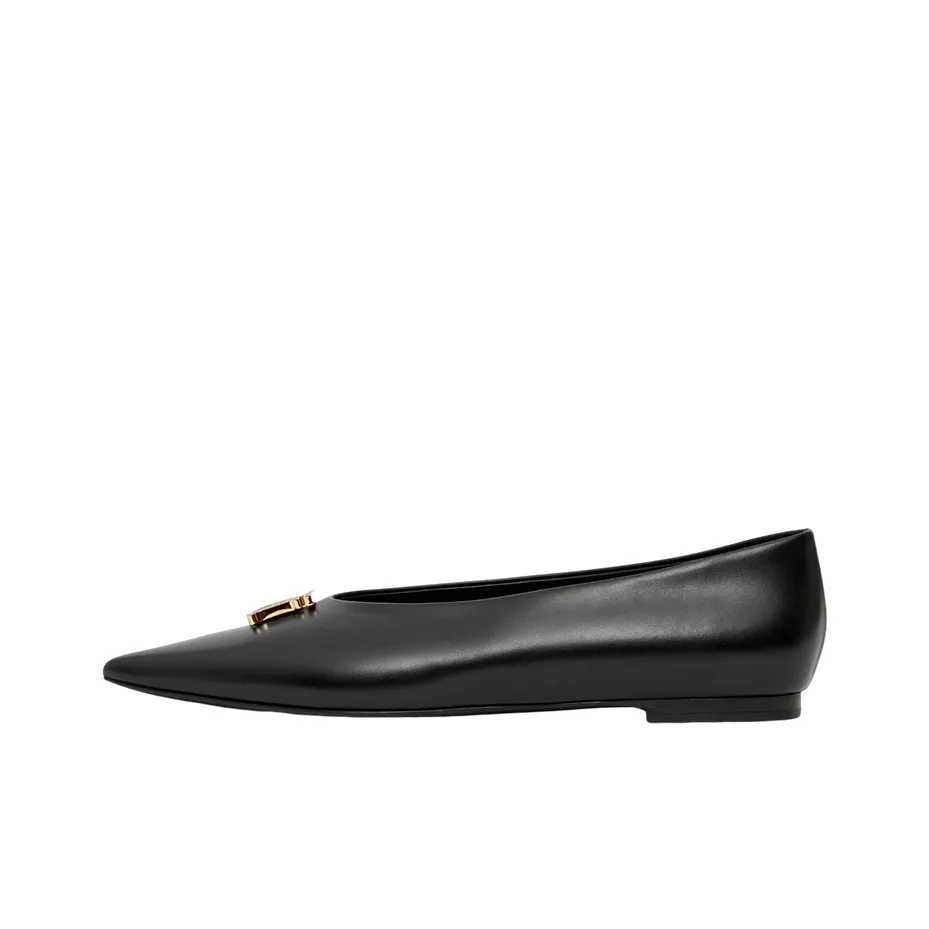 Burberry TB Logo Pointed Toe Flat Black Women's