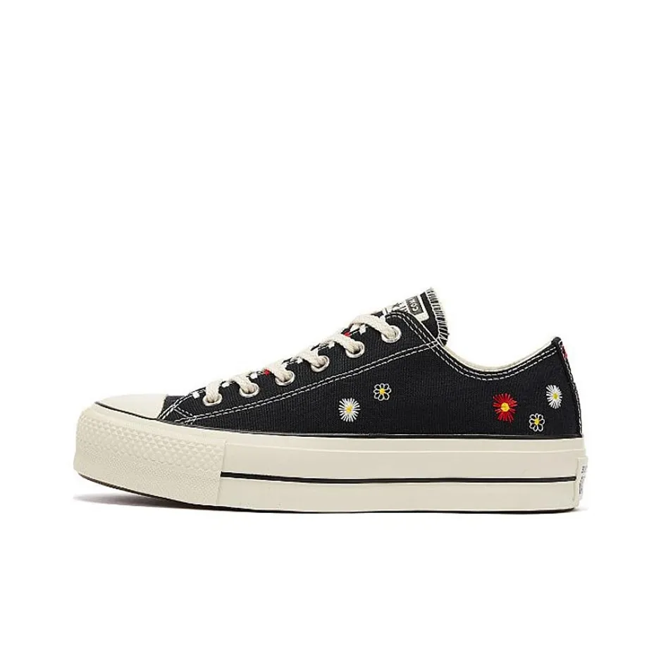 Converse Women's Chuck Taylor All Star Lift Low 'Daisy Embroidery   Black' Women's