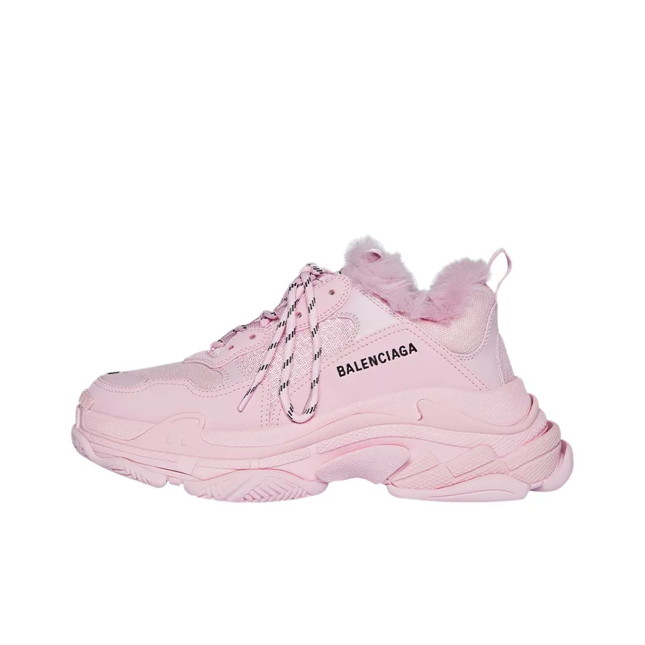 Balenciaga Triple S Fake Fur Pink Women's