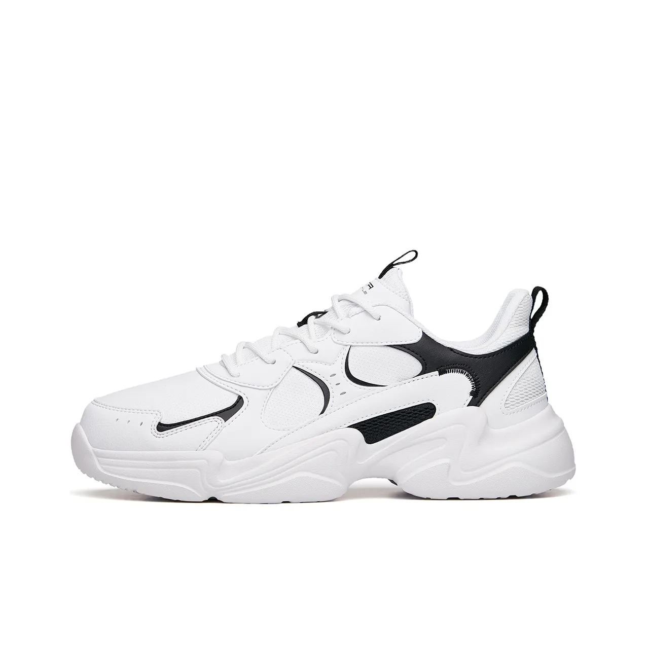Anta Life Collection Leather Upper Anti Slip Wear Resistant Low Top Chunky Sneakers Men's White Black