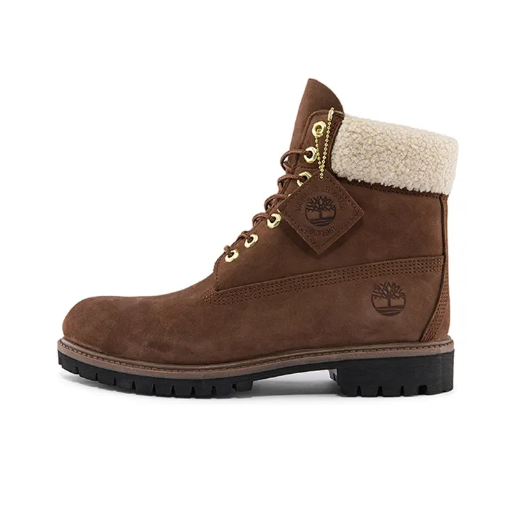Timberland 6 Inch Premium Waterproof boots high 'Brown And Fleece Collar'