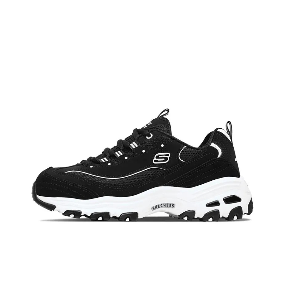 Skechers D'LITES 1,0 Высота Увеличивающие Низкие Кроссовки с Толстой Подошвой Женские Черные