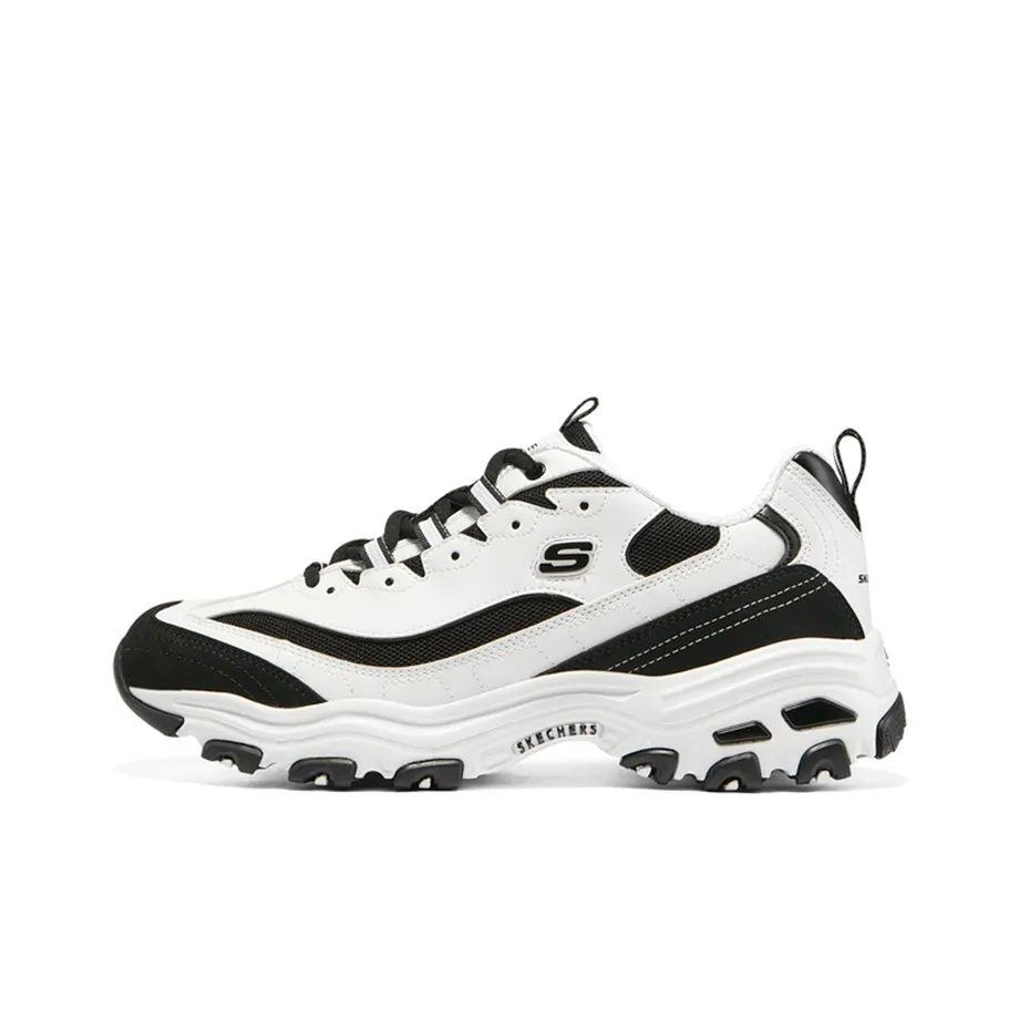 Skechers D'LITES 1,0 Высота Увеличивающие Низкие Кроссовки с Низким Верхом и Толстой Подошвой Мужские Белые Черные