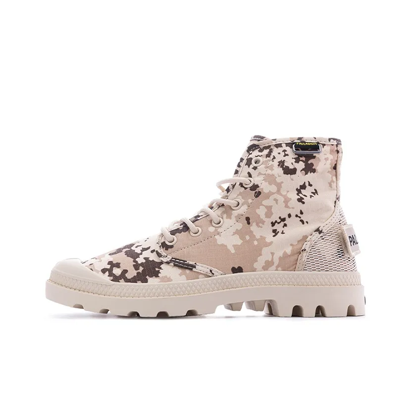 Palladium Pampa Hi OG CAMO Устойчивые к истиранию высокие кеды унисекс бежевого цвета