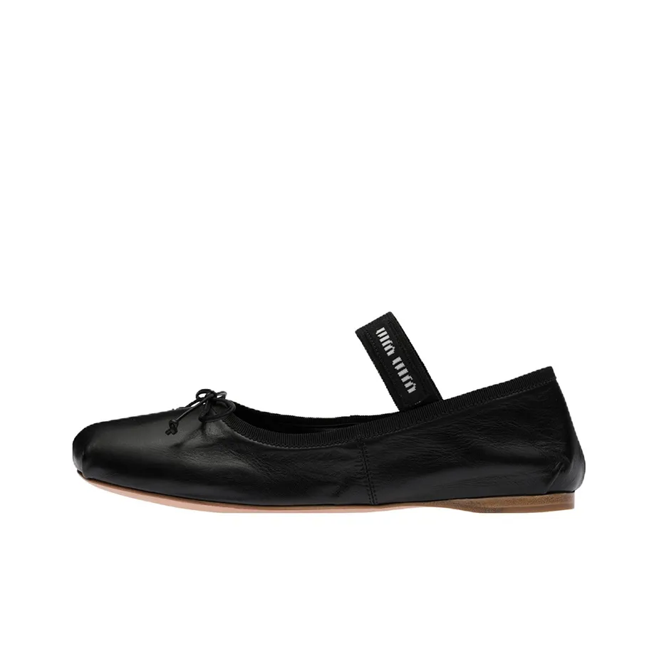 MIU MIU Ballerinas Black Leather Women's