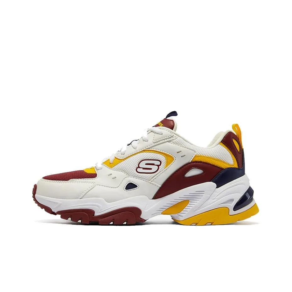 skechers srr Stamina V2 Cushioning Anti Slip And Wear Resistant Low Top Chunky Sneakers Men's White Red