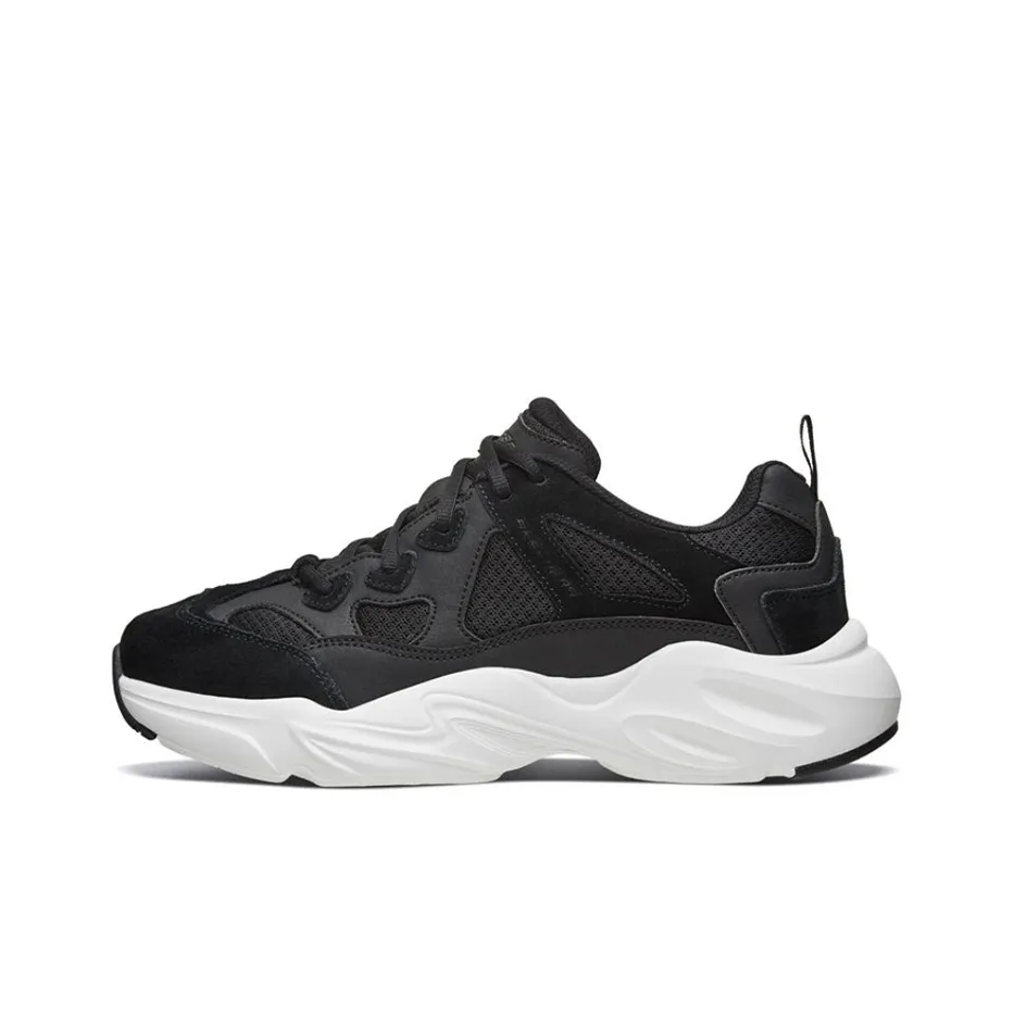 Skechers Stamina Airy Low Топ Толстая подошва Кроссовки Мужские Черные Белые