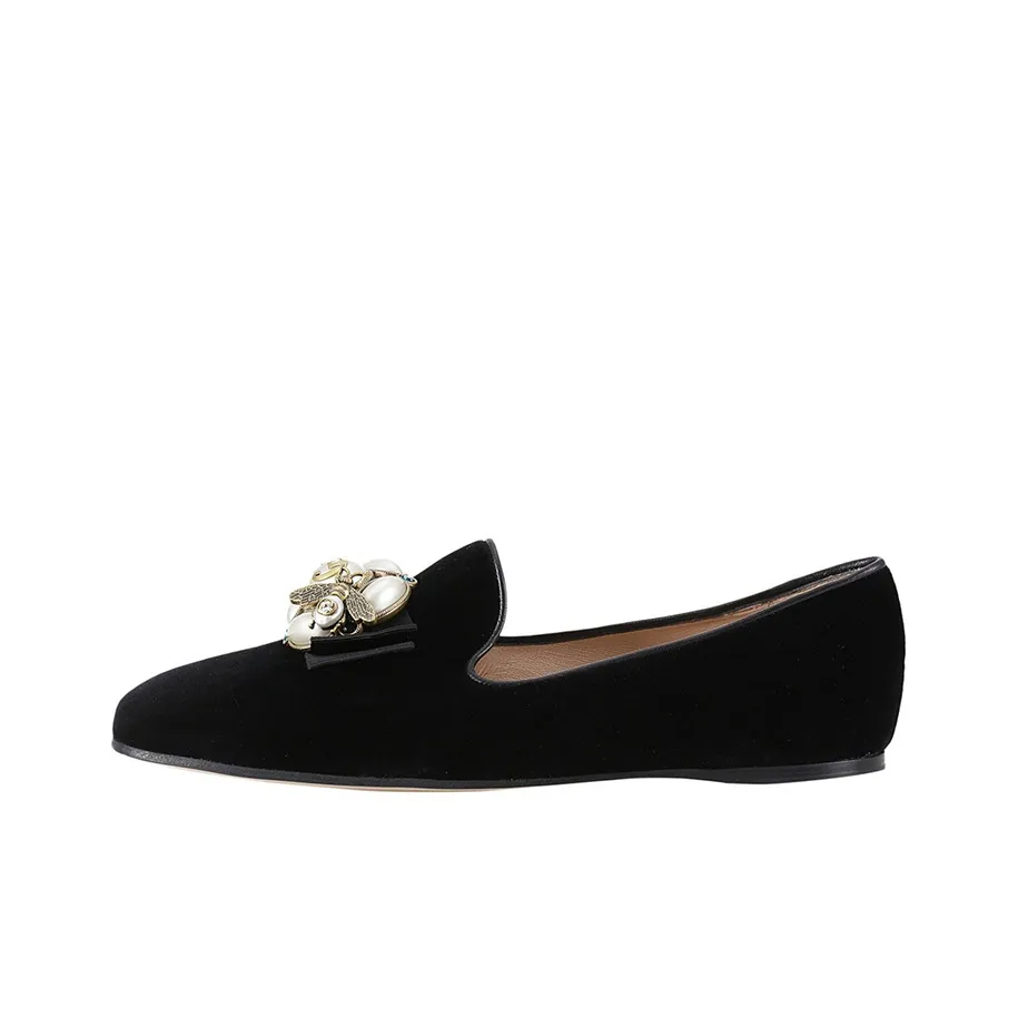 GUCCI Velvet Ballet Flat With Bee