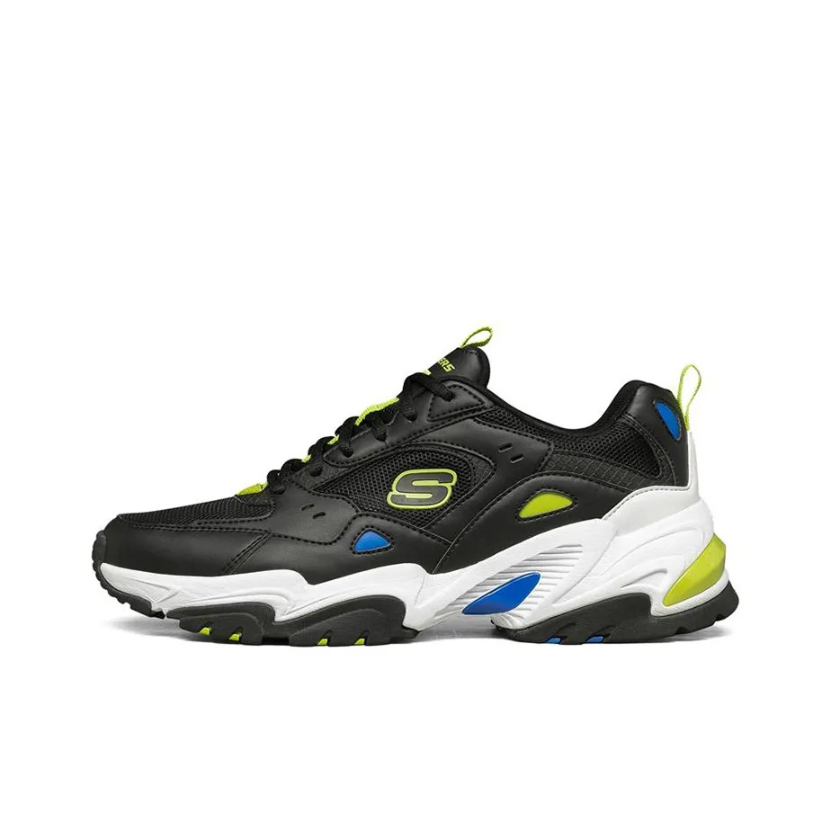Skechers Stamina V2 Low Top Chunky Sneakers Men's Black Yellow Blue