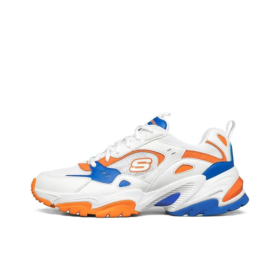 Skechers Stamina V2 Low Top Chunky Sneakers Men's White Orange Blue