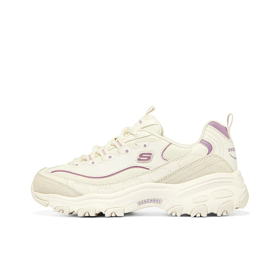 Skechers Greece Sports Collection Низкий топ Толстая подошва Кроссовки Женские Бежевый Белый Фиолетовый