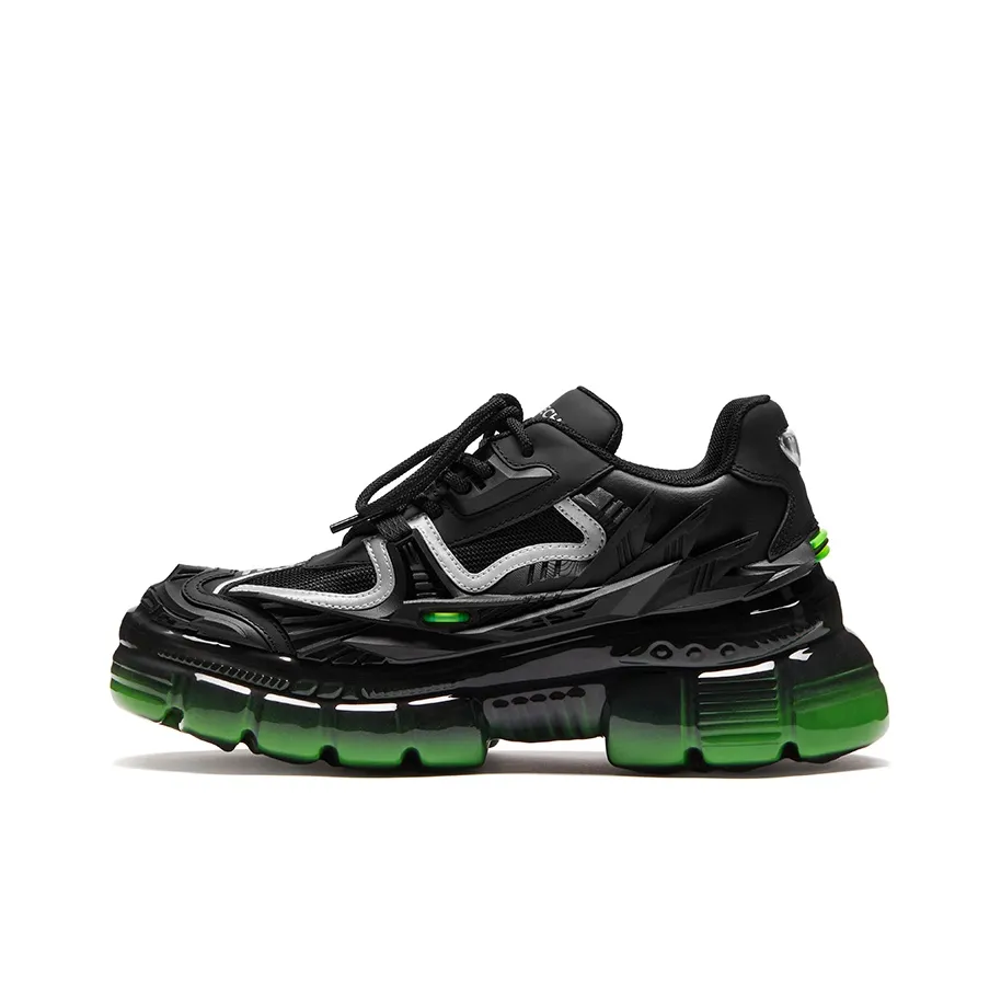 OGR Chunky Sneakers Unisex Low Top Gloss Feather Black