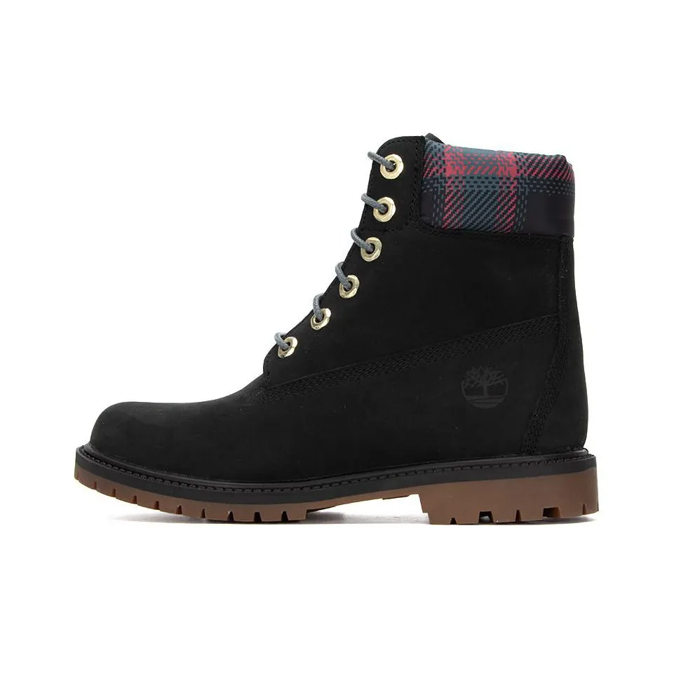 Timberland Heritage 6 Inch Waterproof Boots 'Black Nubuck With Pink Teal Plaid' Women's