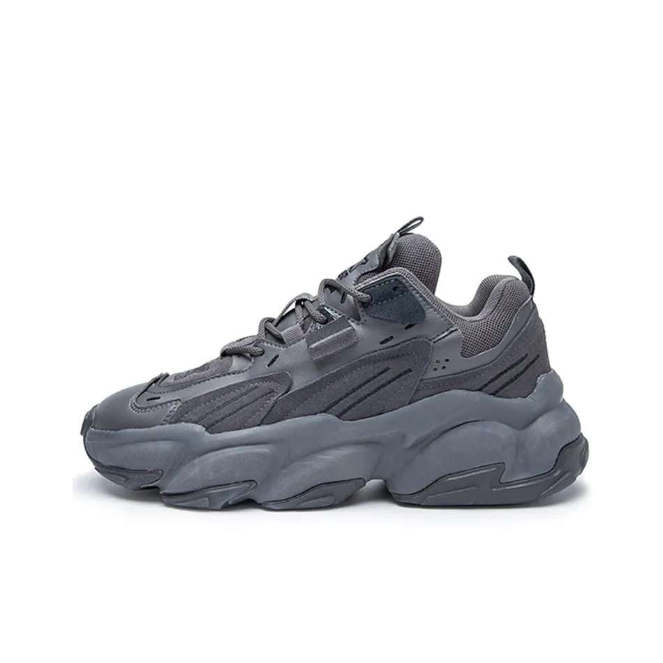 STARTER Rock Formation Series Cushioned Slip Resistant Low Top Chunky Sneakers Women's Black Gray Solid Color