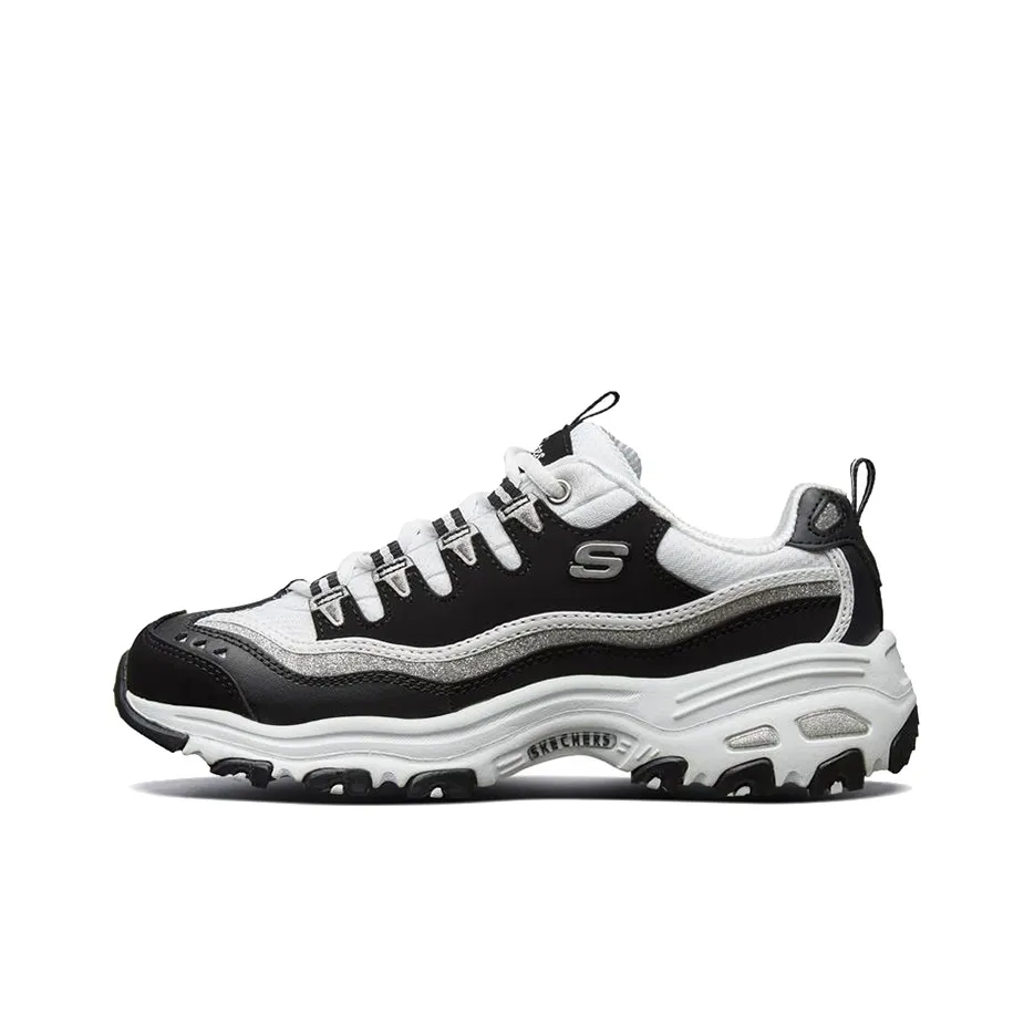 Skechers D'Lites New Retro Cushioning Lightweight Low Top Chunky Sneakers Women's Black White