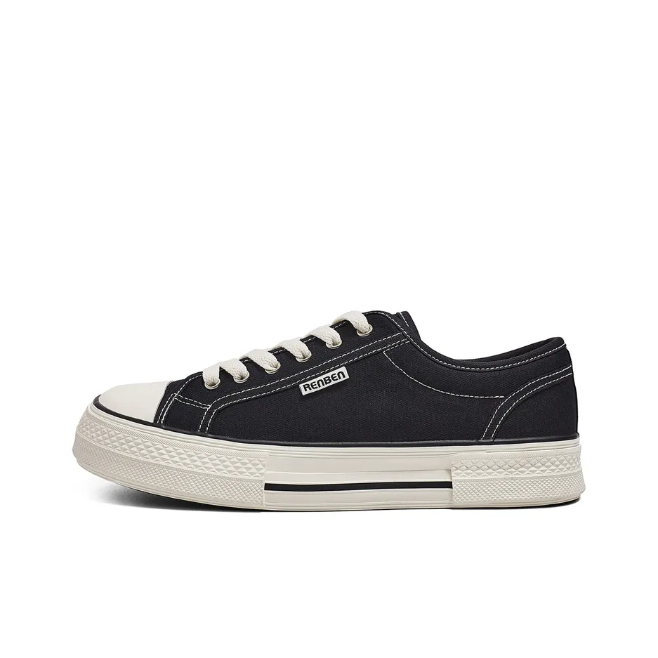 RENBEN Non slip Lightweight Low Top Canvas trim shoes Men's Black
