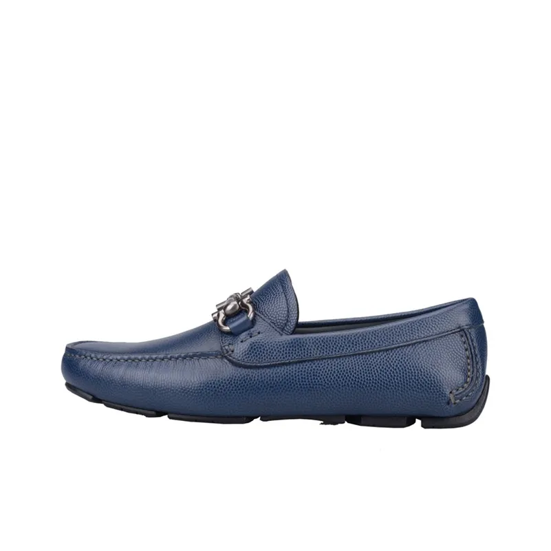 Ferragamo Low-Top Fashion Casual Leather 'Blue' Men's