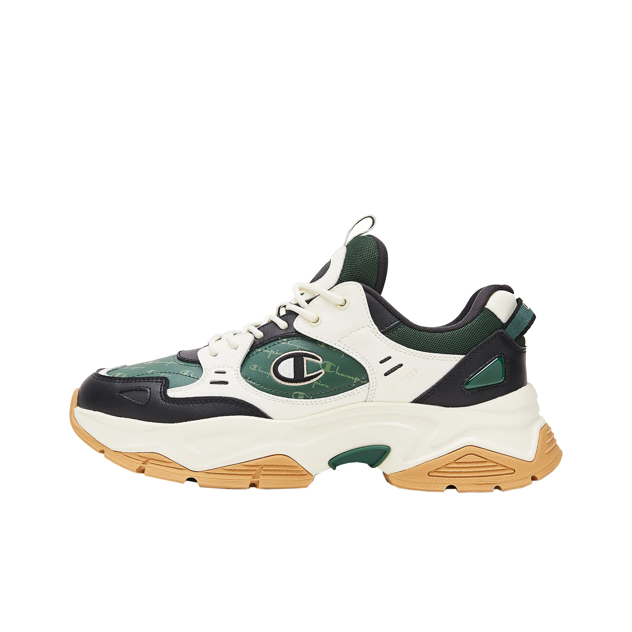 Champion Chunky Sneakers Men's Low Top Bronze Embroidery Green/Light Yellow