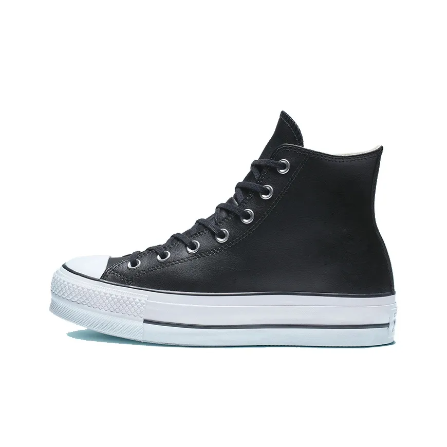 converse Back Chuck Taylor All Star Lift Hi Black Leather Women's