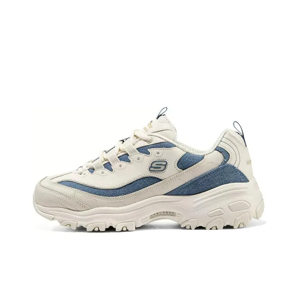 Skechers D'LITES 1,0 Амортизация Устойчивый к истиранию Дышащий Низкий топ Подошва Женские Белый Синий