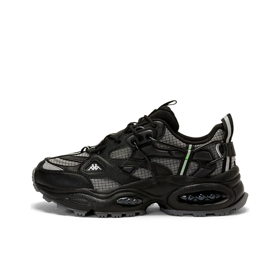 Kappa Shock Absorbers Slip Resistant Abrasion Resistant Low Top Chunky Sneakers Unisex Black Contour Gray