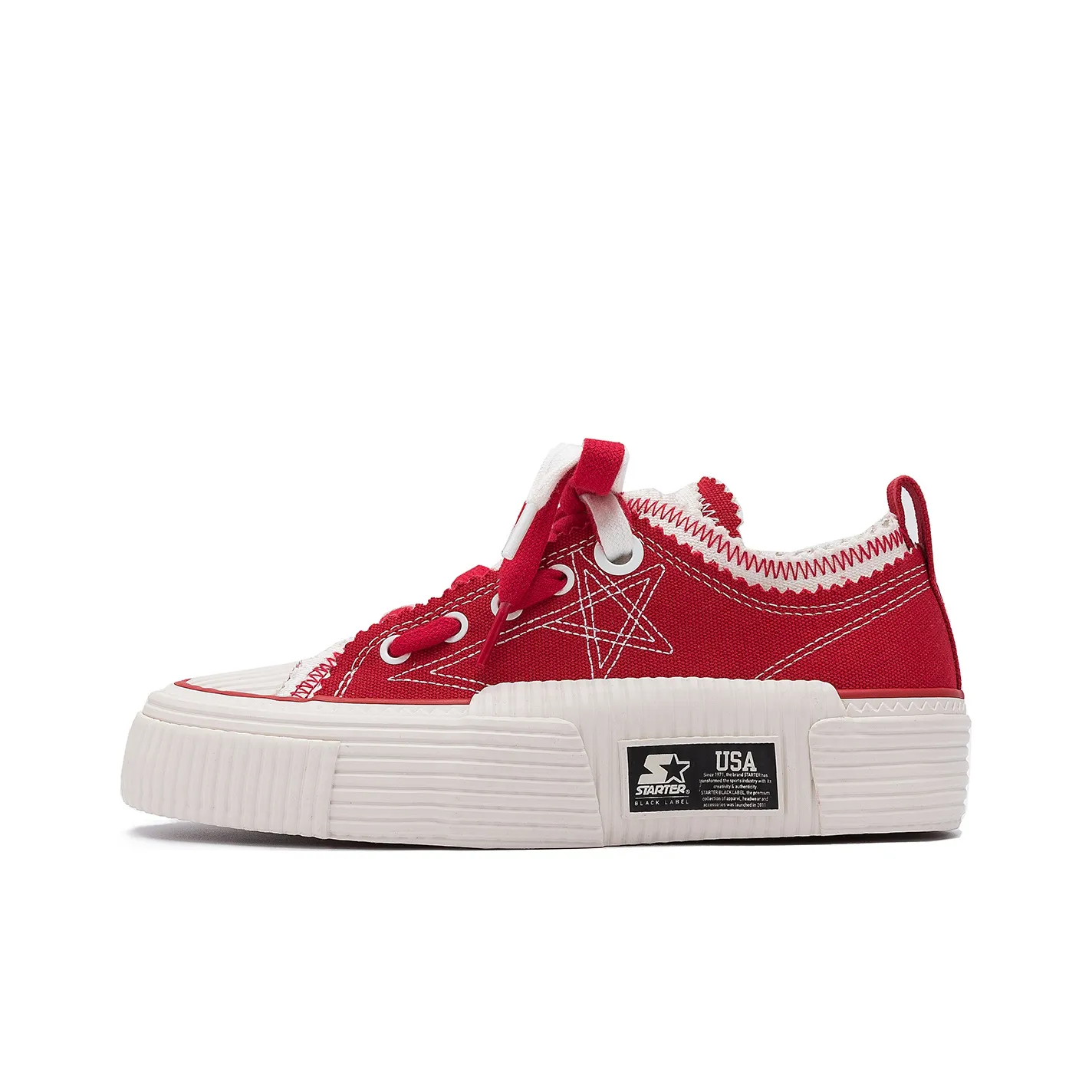 STARTER Anti Slip Wear Resistant Breathable Height Increasing Low Top Canvas Shoes Men's Red