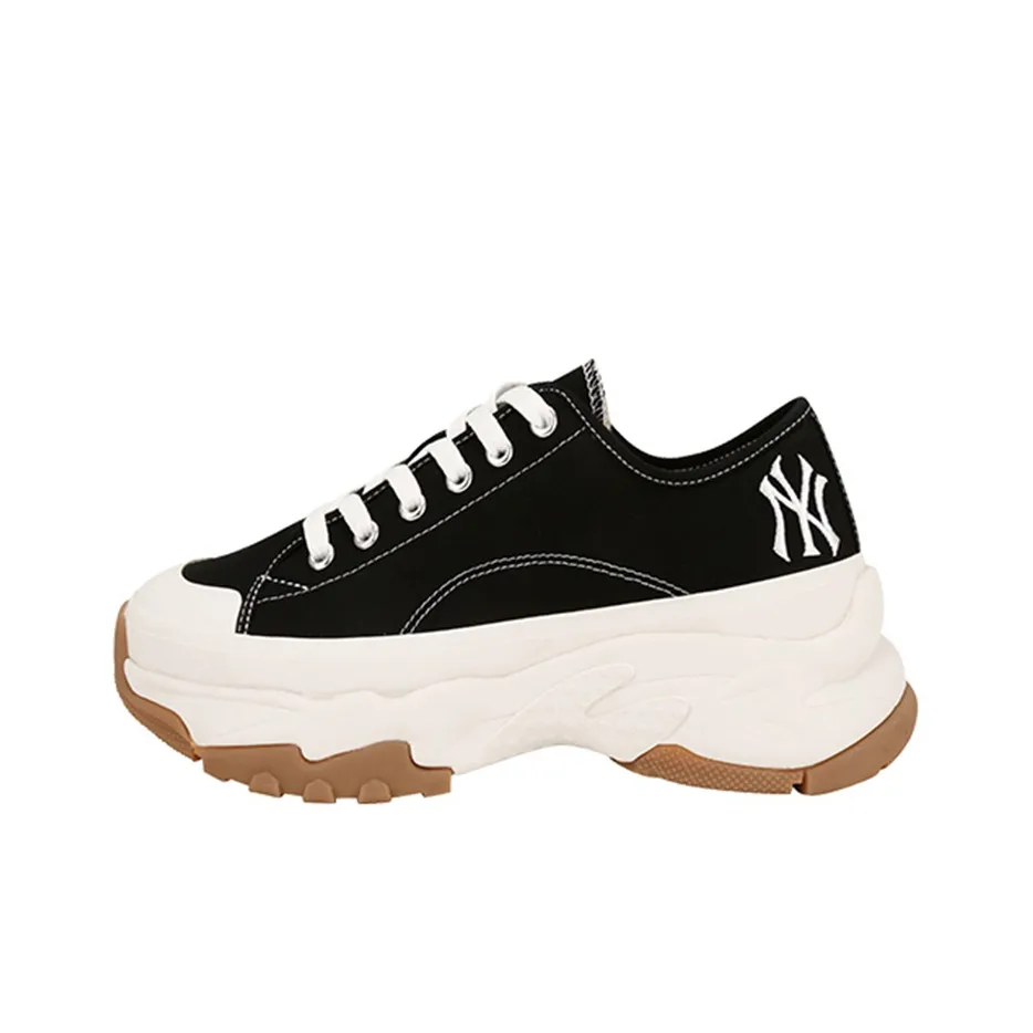 MLB Chunky High Low New York Yanker Anti Slip Wear Resistant Low Top Canvas Shoes WHITE Unisex Black