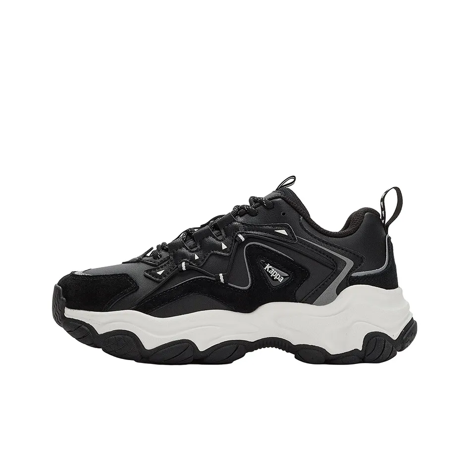 Kappa Cushioning Anti Slip Wear Resistant Impact Resistant Low Top Chunky Sneakers Unisex Black White